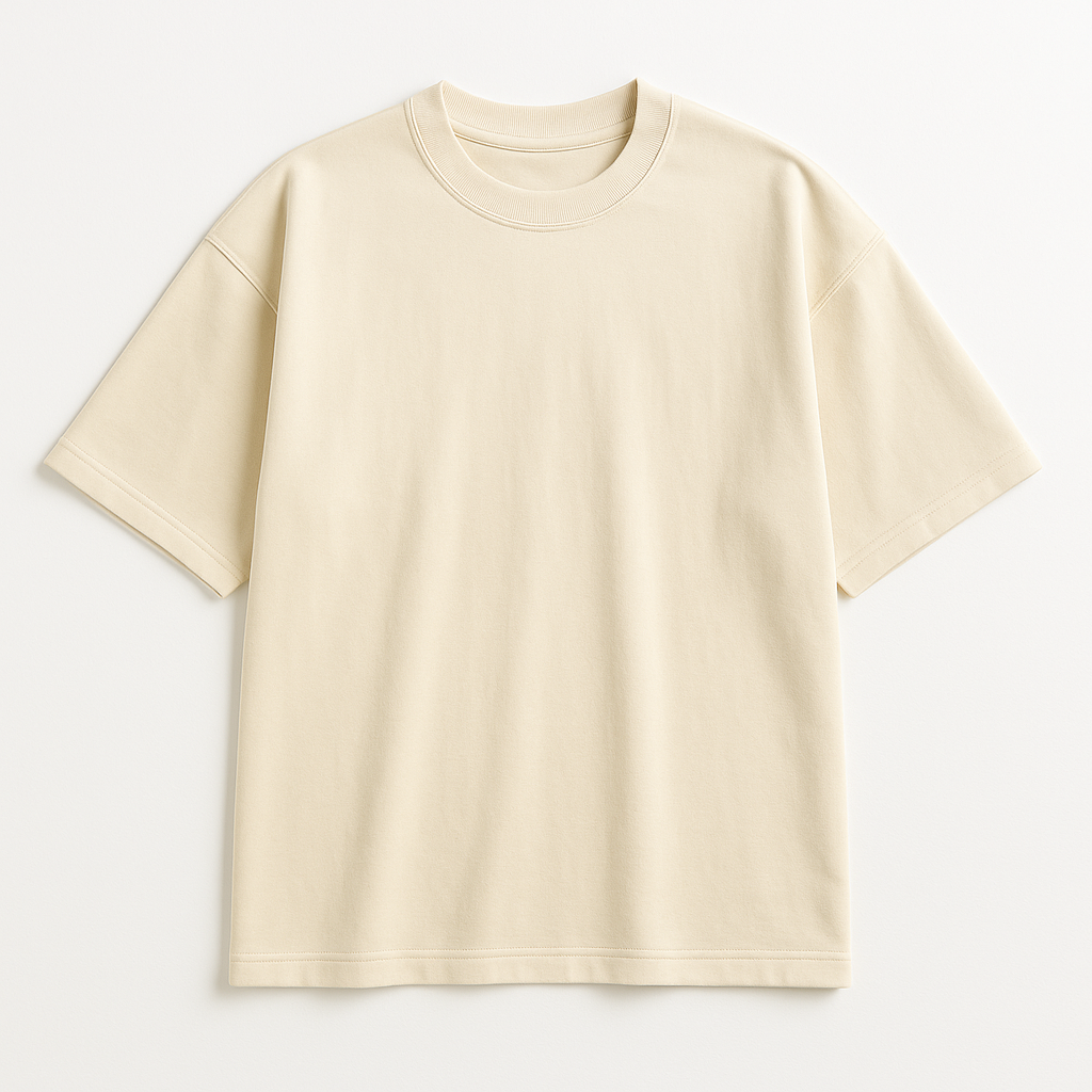Drop Shoulder Oversized Tee – Beige