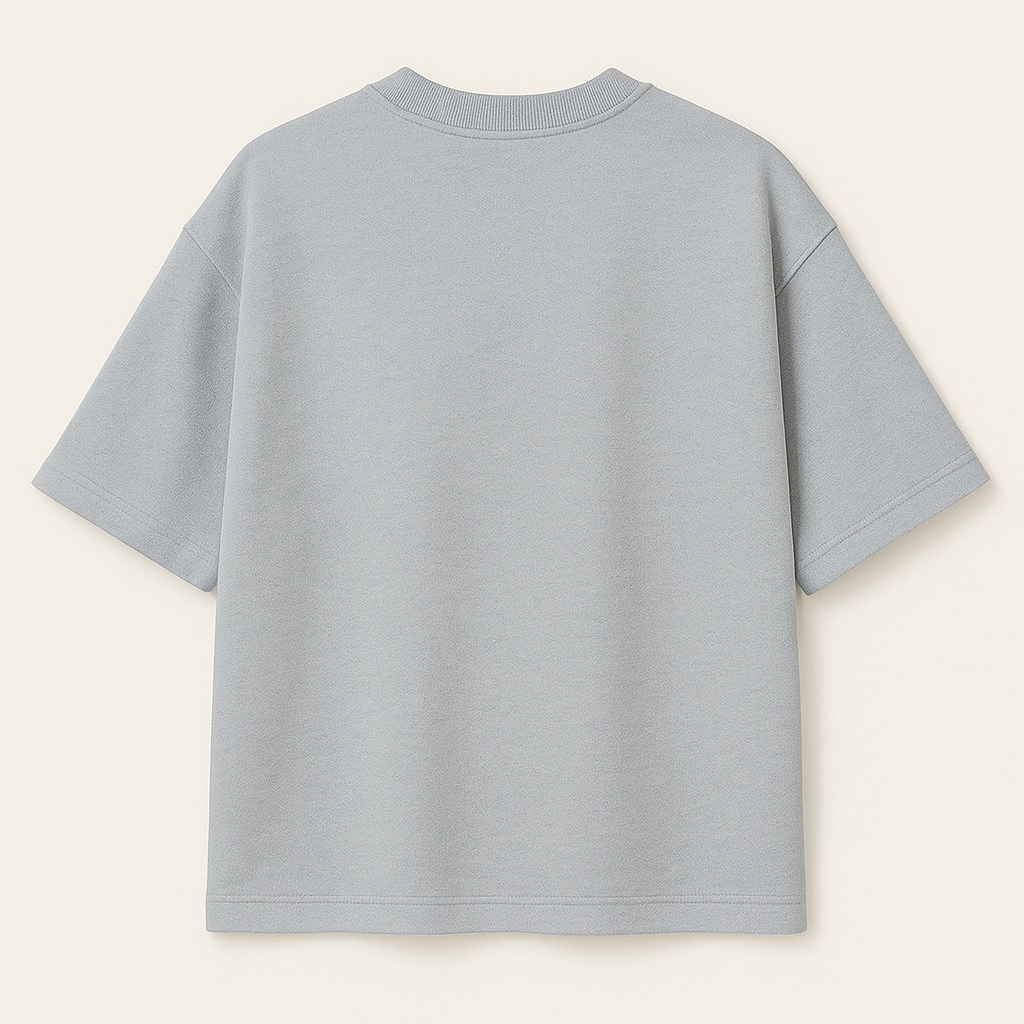French Terry Oversized Tee – Soft Light Silver Blue
